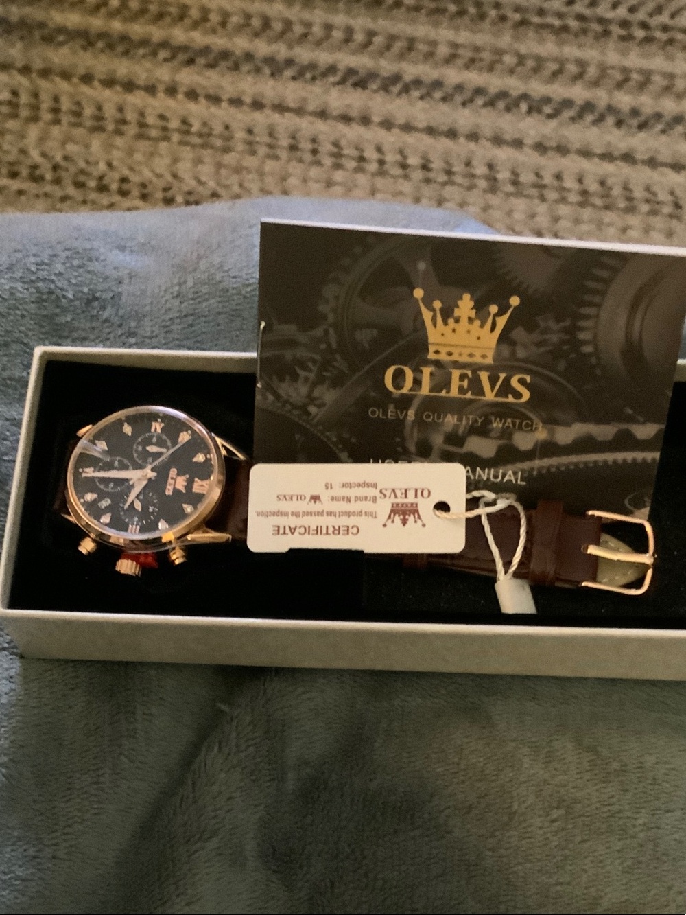 OLEVS Women's Brown Leather Strap Watch